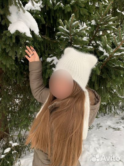 Шапка из ангоры вязаная для девочки/девушки