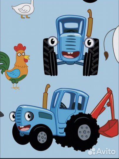 Новое Белье постельное детское синий трактор