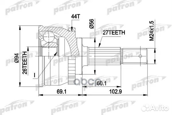 Шрус наружн к-кт 27x56x26 ABS:44T nissan: prime