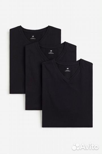 Чёрная Футболка H&M базовая slim fit S M поштучно