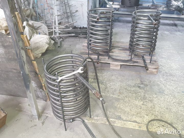 Водогрейная печка дровяная змеевик для бассейна