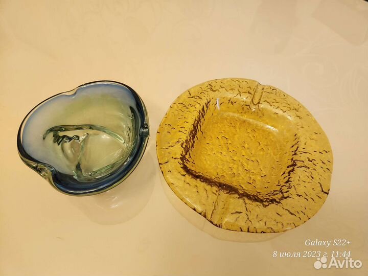 Пепельницы Богемия гутное цветное стекло