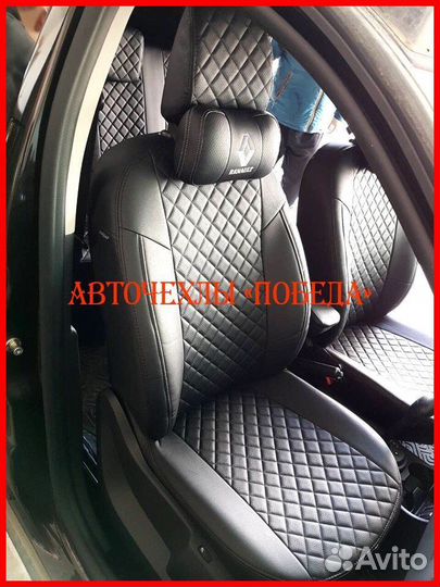 Чехлы Renault Duster 2 из экокожи чёрные Ромб