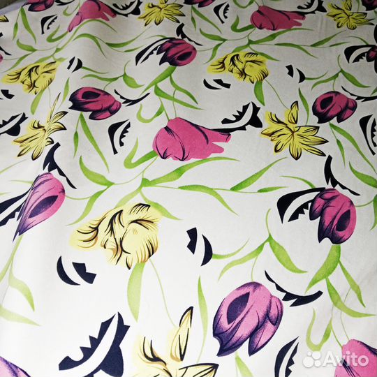 Ткань, роскошный хлопок стрейч тюльпаны лилии