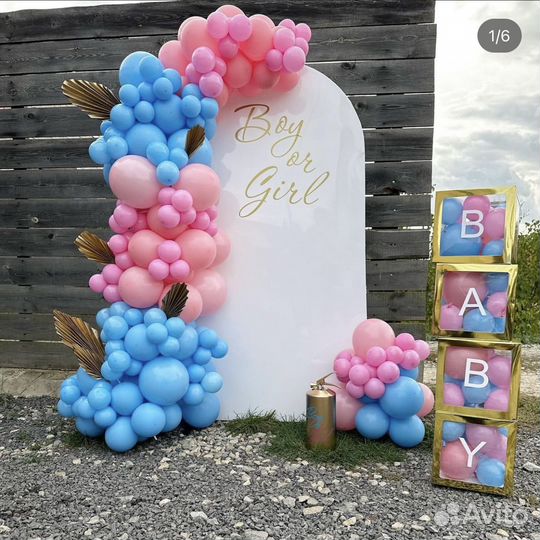 Гелиевые шары на гендер пати. Фотозоны