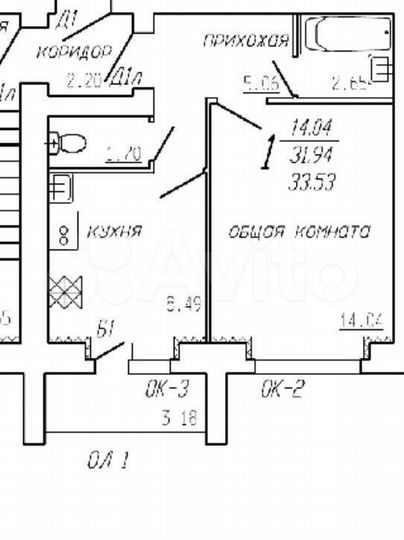 1-к. квартира, 32 м², 4/5 эт.