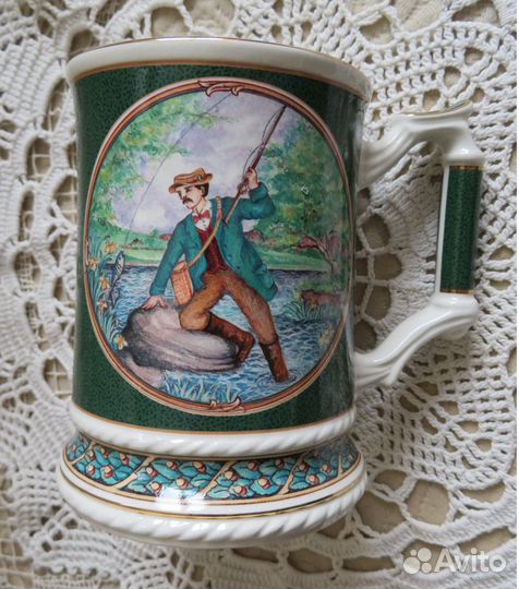 Подарок рыбаку фарфоровая пивная кружка от James S