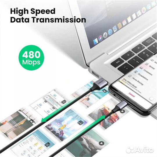 Кабель micro USB-USB 2.0, в оплетке нейлоновой 1,0