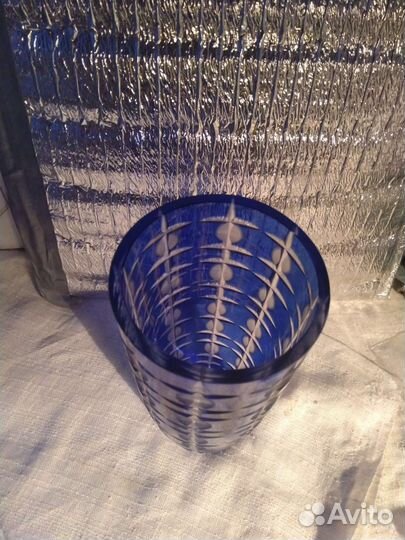 Ваза хрустальная синяя(кобальт)