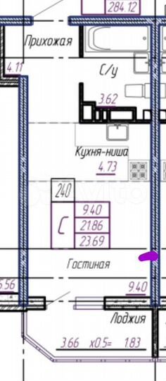 Квартира-студия, 24 м², 2/22 эт.