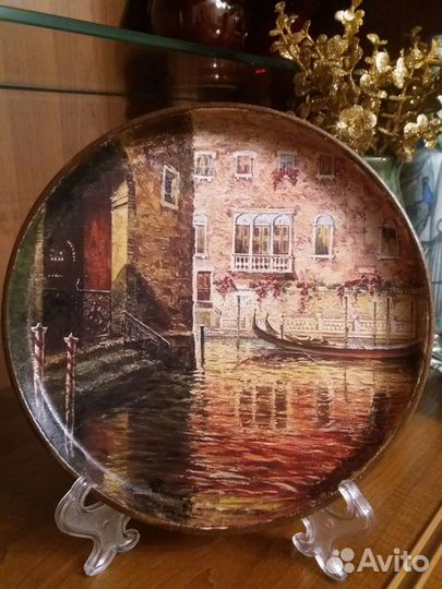 Тарелка декоративная декупаж