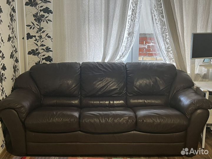 Кожаный диван и кресло italsofa