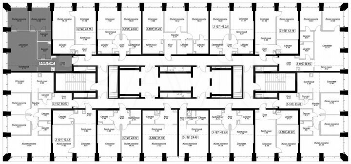 2-к. квартира, 66,4 м², 16/55 эт.