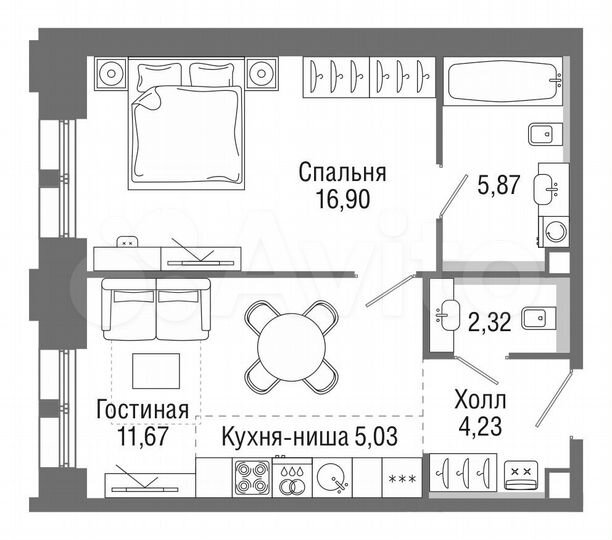 1-к. квартира, 45,9 м², 19/36 эт.