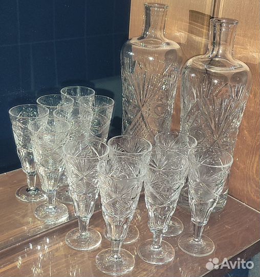 Хрустальный графин с рюмочками СССР