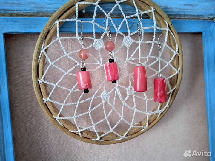 Бусы и серьги из натуральных камней