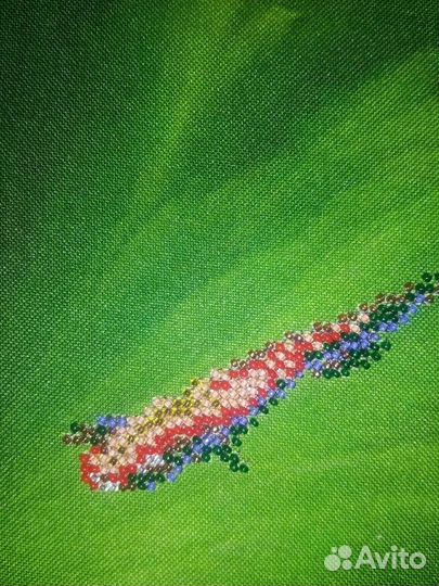 Лотос. Картина. Вышивка бисером. Триптих