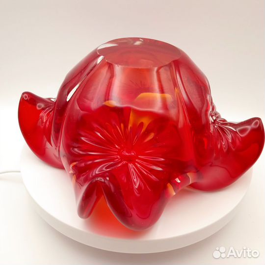 Ваза конфетница / пепельница красное гутное стекло