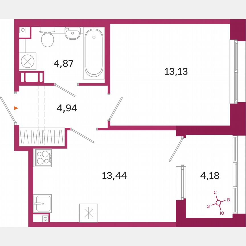 1-к. квартира, 38,5 м², 10/10 эт.