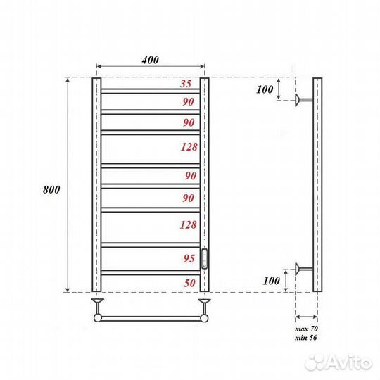 Электрический полотенцесушитель Point 10 PN10848B