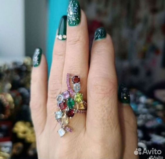 Серьги и кольцо серебро с натуральными камнями