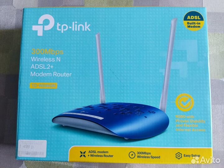 Wifi роутер с модемом adsl2+ tp n300 TD-W8960N