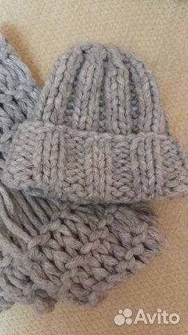 Шапки с шарфом меринос, вязаный кейп