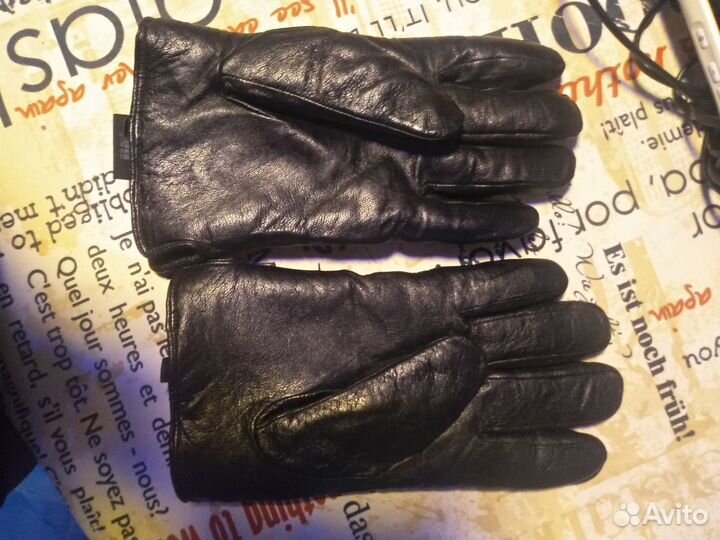 Мужские кожаные перчатки зимние