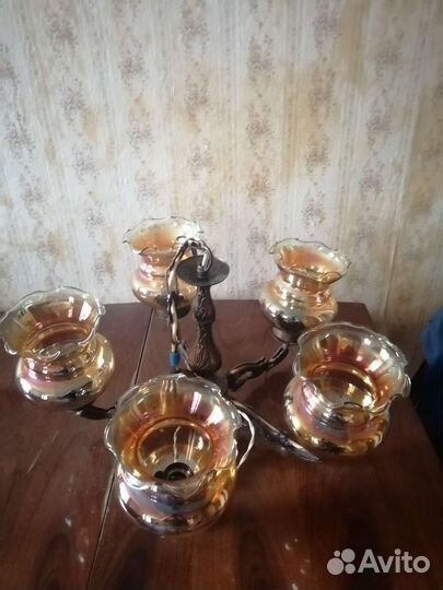 Комплект. Люстра, бра, ваза, лебеди