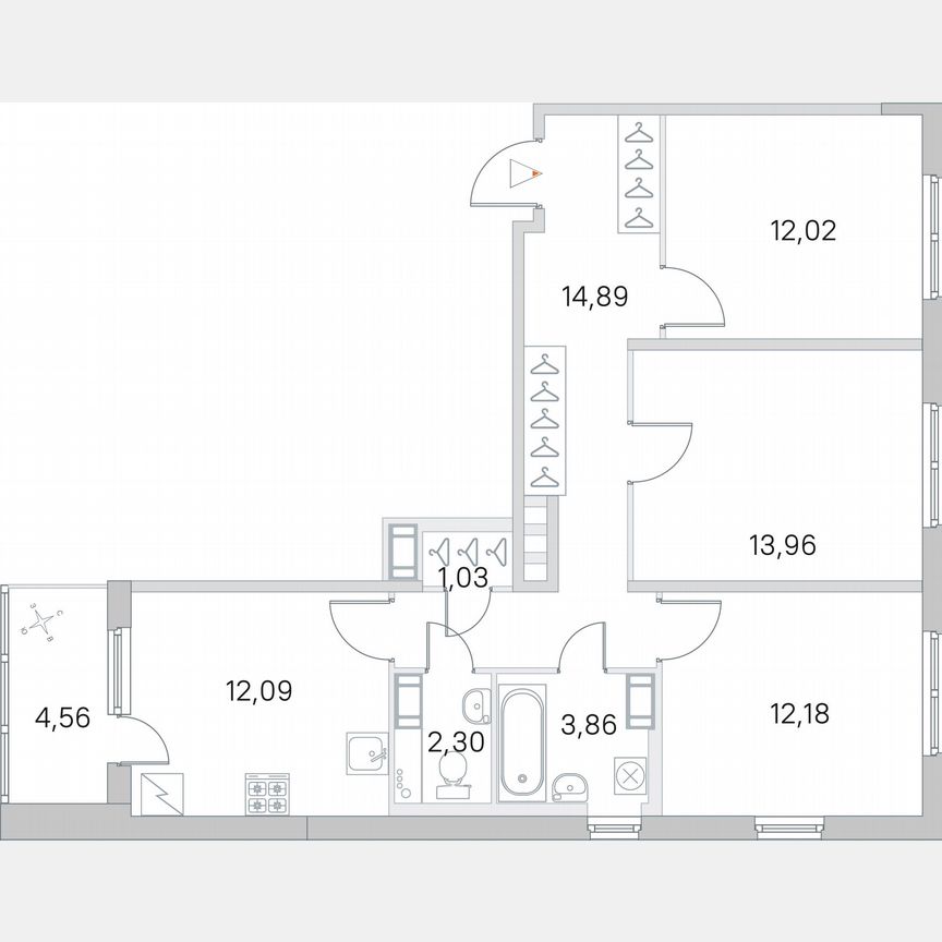 3-к. квартира, 74,6 м², 3/5 эт.