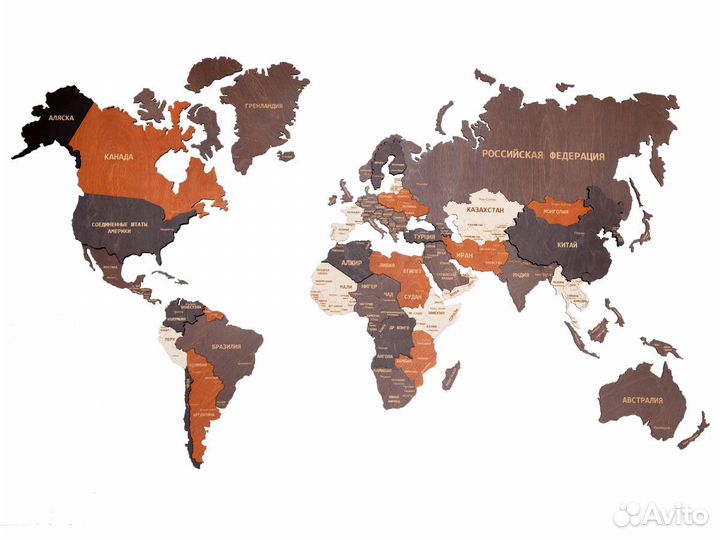 Деревянные карты мира в Тольятти