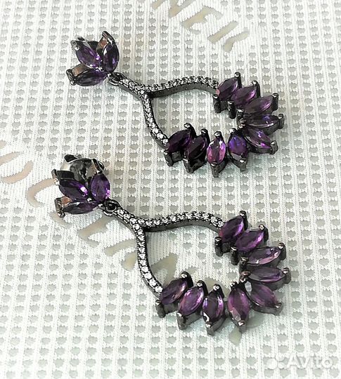 Серьги серебро аметист С127