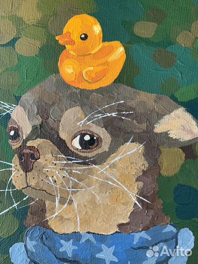 Картина с собакой, Чихуахуа с резиновой уточкой