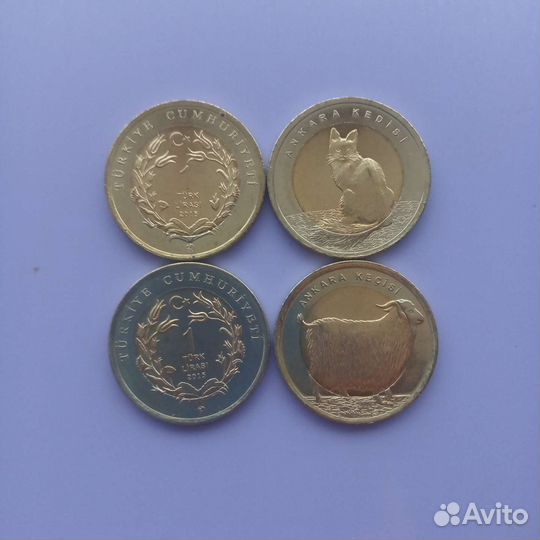 2 монеты Турции 1 лира 2015