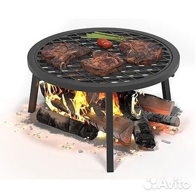 Решётка чугунная везувий Стейк 450 мм. с подставко