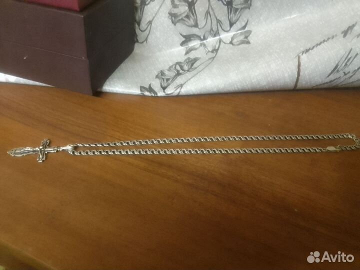 Серебро цепочка крестик