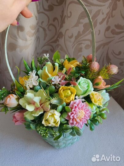 Корзинка цветов из мыла 