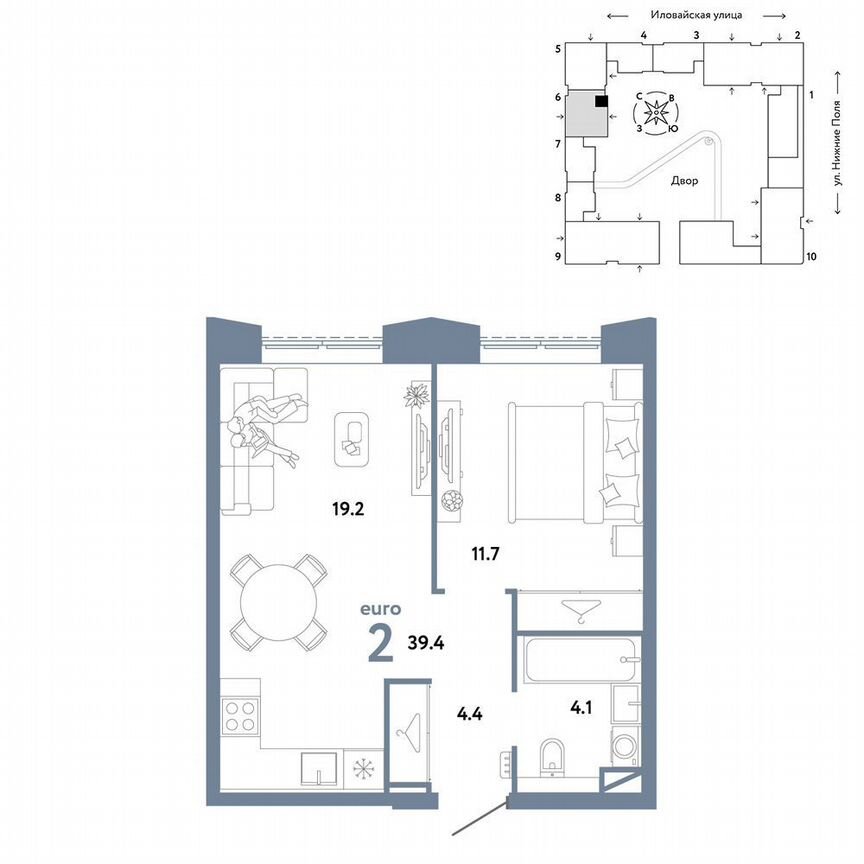 1-к. квартира, 39,4 м², 18/29 эт.
