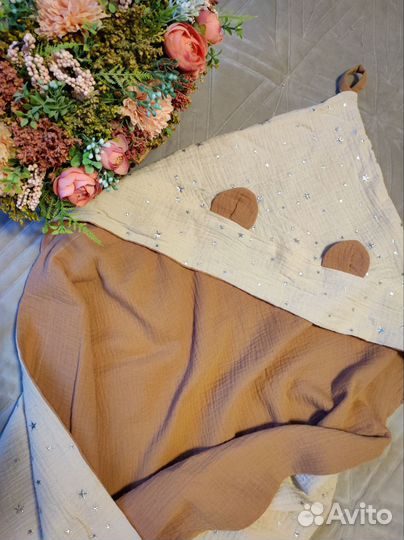 Муслиновое полотенце с уголком детское