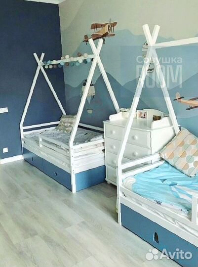 Детская Кровать из бука домик