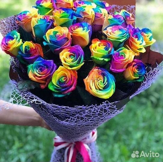 Радужные розы с доставкой