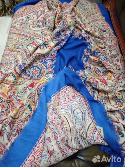 Платок теплый 140см шаль шерсть италия