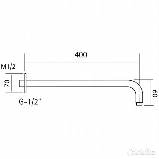 Cisal Xion Держатель верхнего душа настенный L400