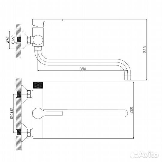 Смеситель для ванны Haiba HB22652, хром