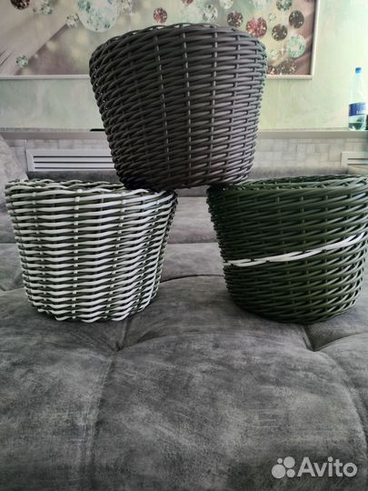 Кашпо из искусственного ротанга 12 л