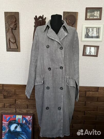 Платье рубашка пыльник из вареного настоящего льна