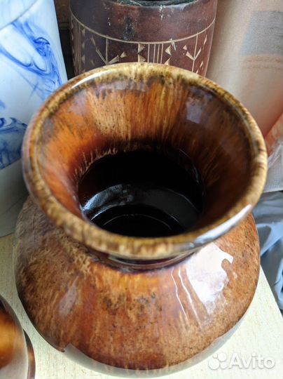 Вазочка керамика эмаль и стекло СССР