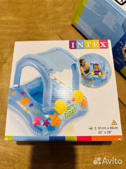 Надувной круг Intex с крышей новый, до 15 кг