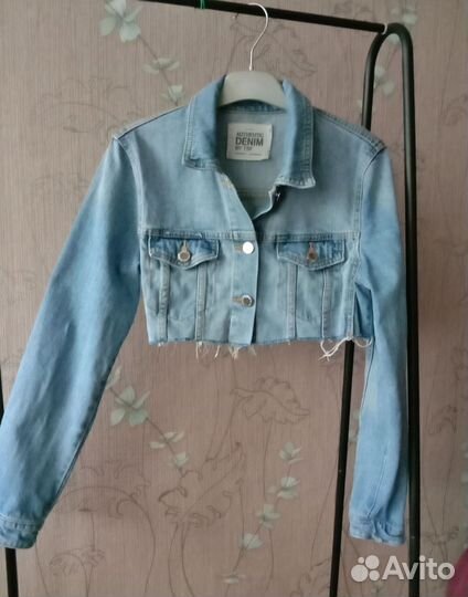 Джинсовая куртка укороченная Zara 42 размер