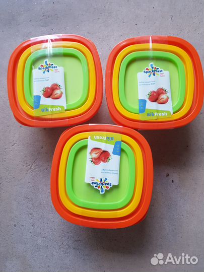 Набор контейнеров квадратных по 3 штуки